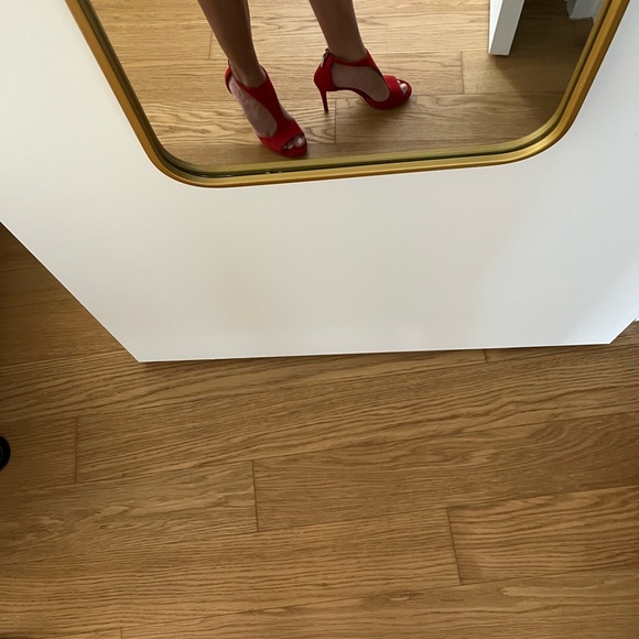 Gently used Jimmy Choo Red Suede T strap heels - Picture 7 of 15